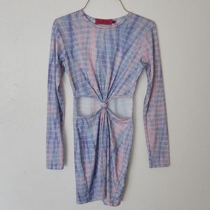 Boohoo Cut Out Tie Dye Mini Dress